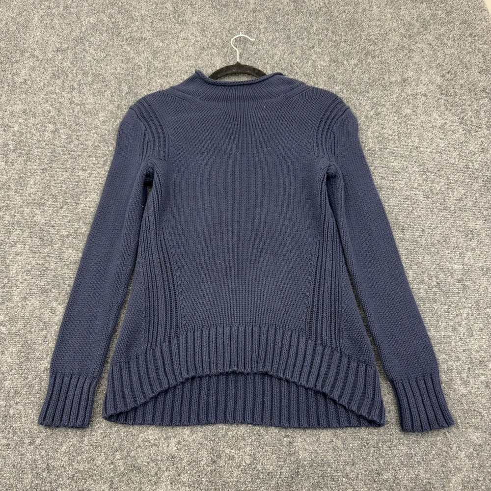 J Crew Sweater Oarsman Womens XS Blue Cotton Mock Neck Pullover Preppy Classic